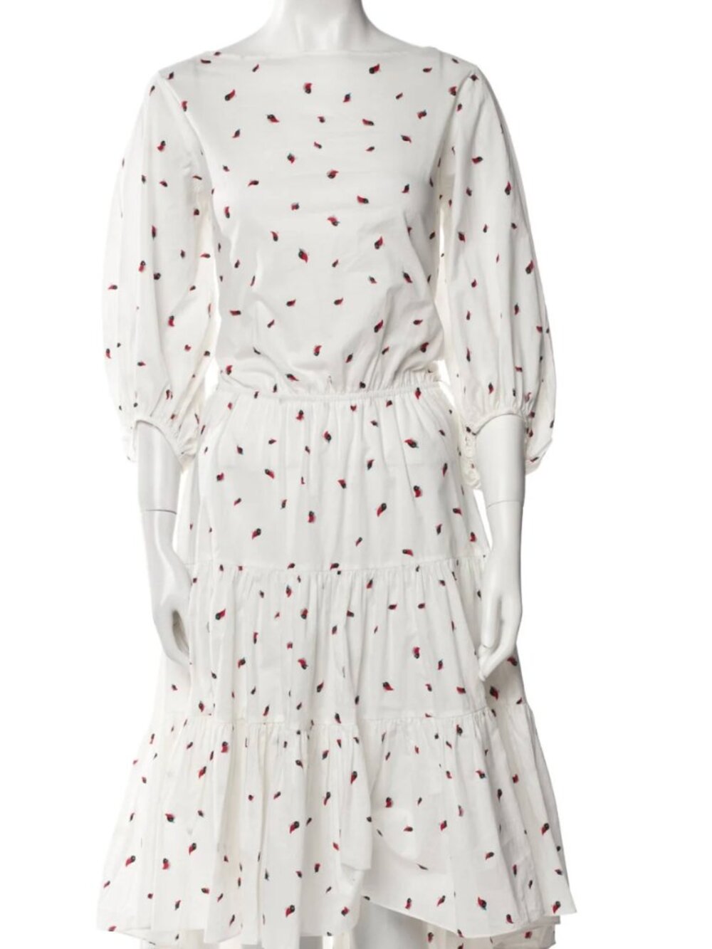 LOVE Binetti  Printed Midi Length Dress XS Beautiful high low Bird Print
